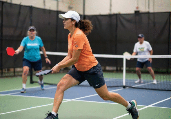 APDSC 2024 event image: Action shot of Appleton pickleball series, players in motion.