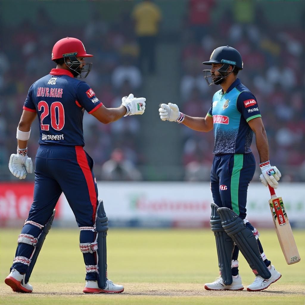 PBKS vs KKR match preview image. Cricket players in team jerseys facing off, anticipating the April 2025 game.